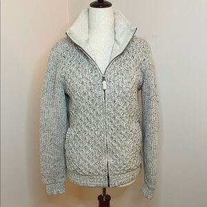 Carbon2Cobalt Sherpa Lined Cable Knit Zip Sweater Jacket Size S